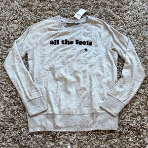 Abercrombie & Fitch Light Gray Crewneck with 'All the Feels'
